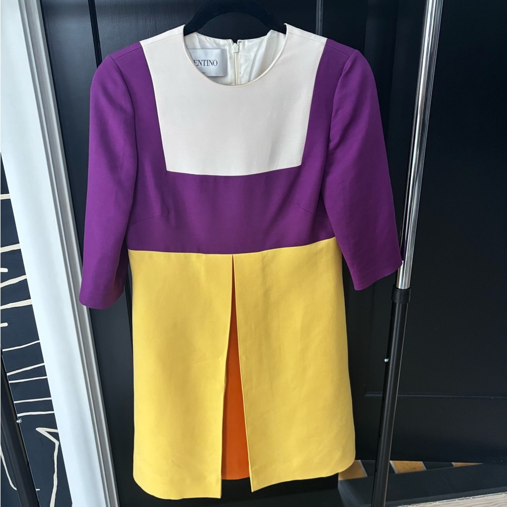 Valentino Purple and Yellow Colorblock Dress